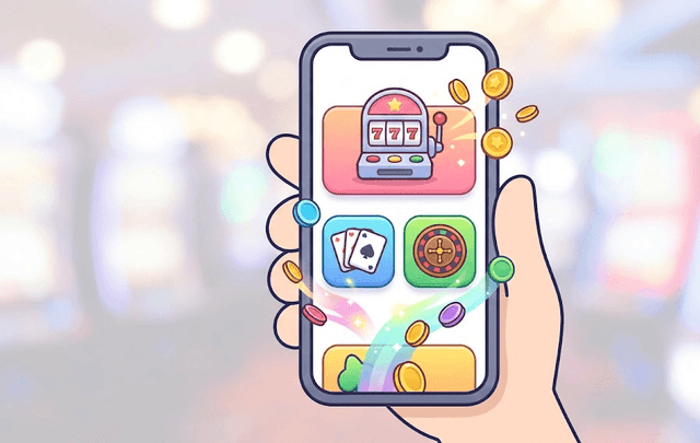 Mobile Oberfläche mit Spielsuche und zwei Coin-Salden